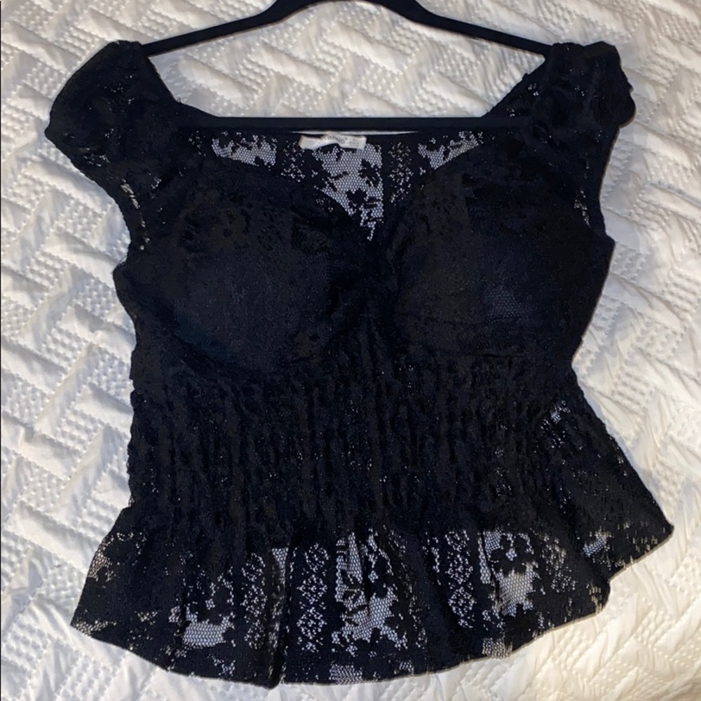 Large women’s lace black top
